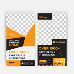 Home Sale social media post banner design, Real estate Instagram story template with Construction stories 