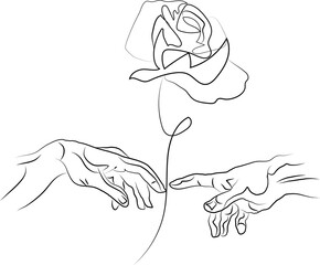 hands and rose.
