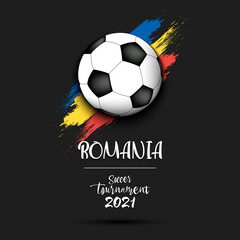 Soccer ball on the flag of Romania