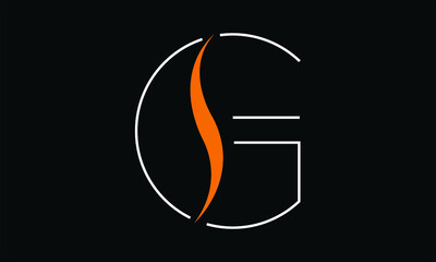 GS/SG logo, GS/SG letter logo design with white, orange and black color, GS/SG Business abstract vector logo monogram template.