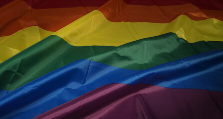 LGBTQ pride flag. Lesbian Gay Bi sexsual Transgender Queer. Homosexsual pride Rainbow flag in gay...