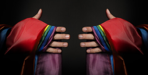 LGBTQ pride flag. Lesbian Gay Bi sexsual Transgender Queer. Homosexsual pride Rainbow flag in gay...