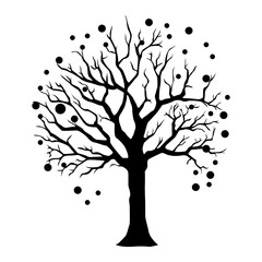 Winter tree with snow, vector illustration