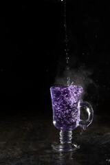 Organic blue tea Anchan, Clitoria, Butterfly Pea on black background