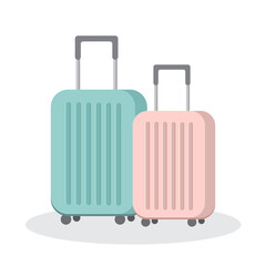 Set of colorful travel bags. travel suitcases. isolated vector illustration.