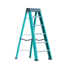 Folding ladder on white background. Vector illustration. Metal stepladder. Vector 3d illustration.