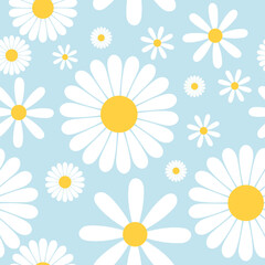 White cosmos flower pattern , isolated on blue background, Vector Illustration  EPS 10