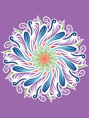 Luxury Flower mandala ornament creative work. Hand drawing illustration. Digital art illustration