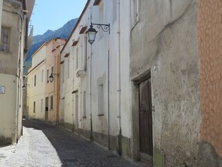 Fototapeta na wymiar Orosei Empty Street View, Sardinia, Italy