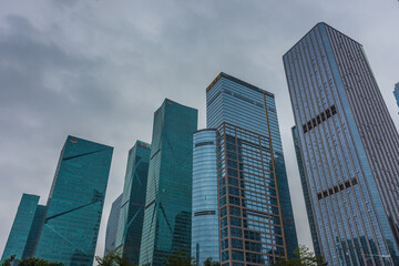 SHENZHEN, CHINA, 02 JANUARY 2020: Modern skyscrapers in Shenzhen business district