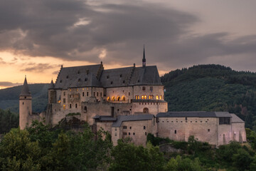 Fototapeta na wymiar Sunset over the Castle of Vianden, Luxembourg