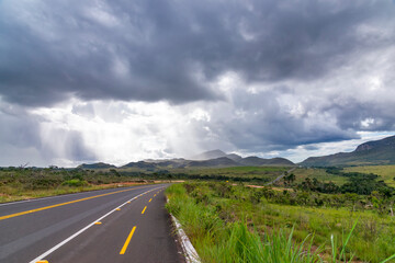 Road photographed in Chapada dos Veadeiros National Park, Goias. Cerrado Biome. Picture made in 2015.