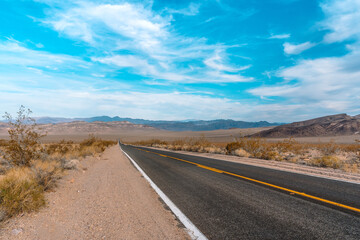 Scenic Empty Road in Death Valley, USA