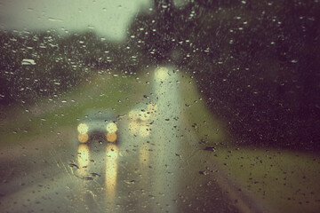 Travel for the road on a rainy day