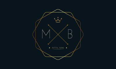 M/B letter stylish luxury hexagonal logo is golden and white color, M/B letter logo design, M/B Business abstract vector logo monogram template.