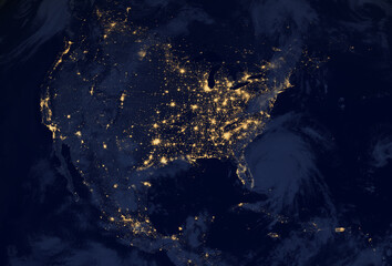 North America at night from space. some photo elements are furnished by NASA