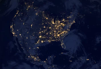 Crédence de cuisine en verre imprimé Nasa North America at night from space. some photo elements are furnished by NASA