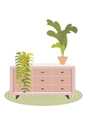 Home Decor Chest of Drawers with Home Plants