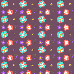 cute vector seamless pattern with hand drawn floral ornament on pink background. template for printing on clothing, fabric, wrapping paper, floral background, wallpaper