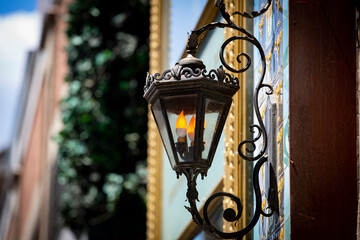 Fototapeta na wymiar street lamp on a stylish wall 