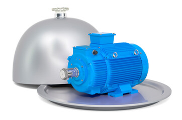 Obraz premium Restaurant cloche with electric motor, 3D rendering