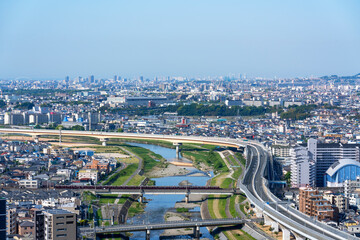 [大阪府]晴天の池田市五月山秀望台からの景色