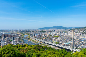 Obraz premium [大阪府]晴天の池田市五月山秀望台からの景色