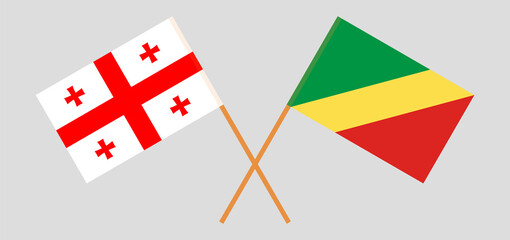 Crossed flags of Georgia and Republic of the Congo. Official colors. Correct proportion