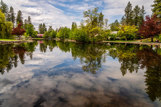 Mirror Pond At Manito Park. Spokane Washington.