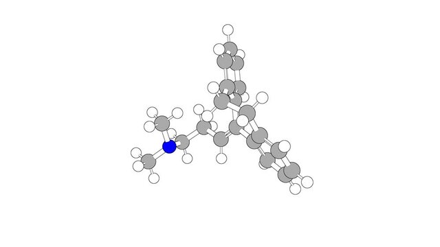 360&ordm; realistic 3D view of Amitriptyline as a seamless loop over a white opaque background with alpha mask. Also called amitriptylin and elavil.