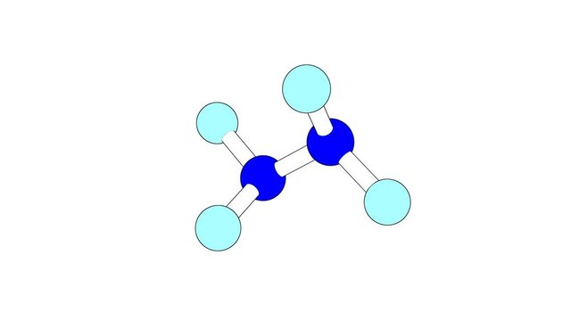 360&ordm; realistic 3D view of Tetrafluorohydrazine as a seamless loop over a white opaque background with alpha mask. Also called dinitrogen tetrafluoride and perfluorohydrazine.
