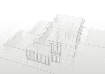 modern house architecture 3d illustration 