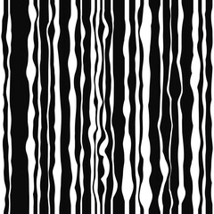 Black and white layers pattern. Vector seamless vertical stripes.