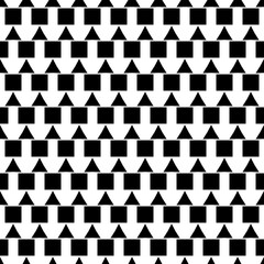 Black triangles and squares pattern. Vector seamless ornament.