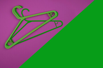 Empty clothes hanger, multicolored plastic coat hangers