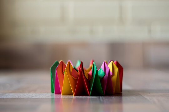 colorful modular origami with kaleidoscope shape