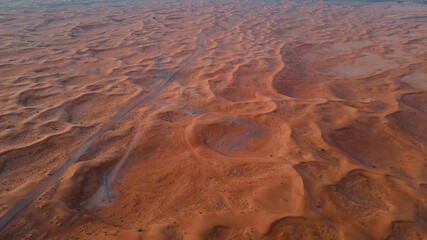 An Aerial view of the beautiful Meliha desert in Sharjah