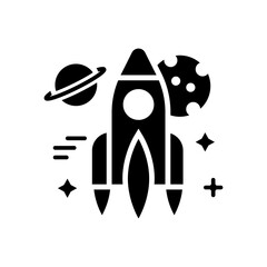 Spacecraft Vector Solid Icon. EPS 10 FIle