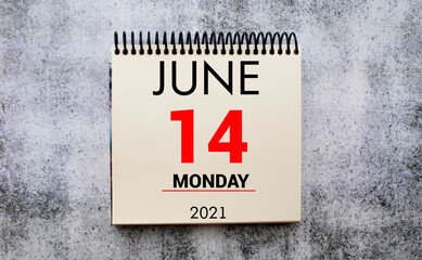 June 14 Calendar. Part of a set, concept