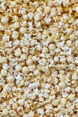 Popcorn Texture Background. Top View of Salt Or Sweet Pop Corn. Popcorn Wallpaper Or Backdrop.