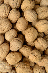 Walnut background. Top view. Close up.