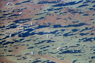 Cape Cod Bay Aerial with Sail Boats