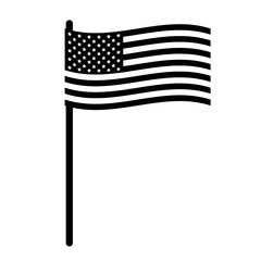Vector flat American USA black flag isolated on white background