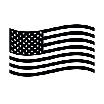 Vector black flat American USA flag isolated on white background