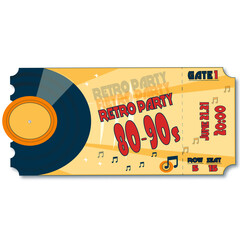 Retro party ticket 