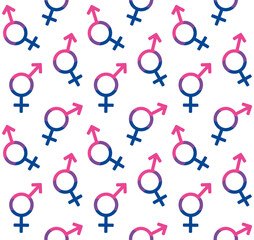 Vector seamless pattern of flat bi bisexual bigender flag sign isolated on white background