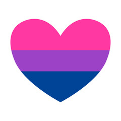 Vector flat bisexual pride flag heart isolated on background