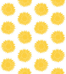 Vector seamless pattern of hand drawn doodle sketch yellow sun sunflower flower isolated on white background