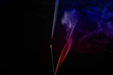 incense stick and smoke with colors