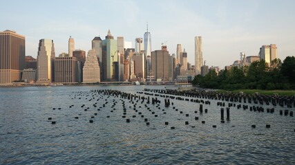 city skyline at sunrise